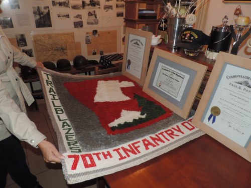 tapestry made as gift to museum from member of 70th Infantry Division's wife